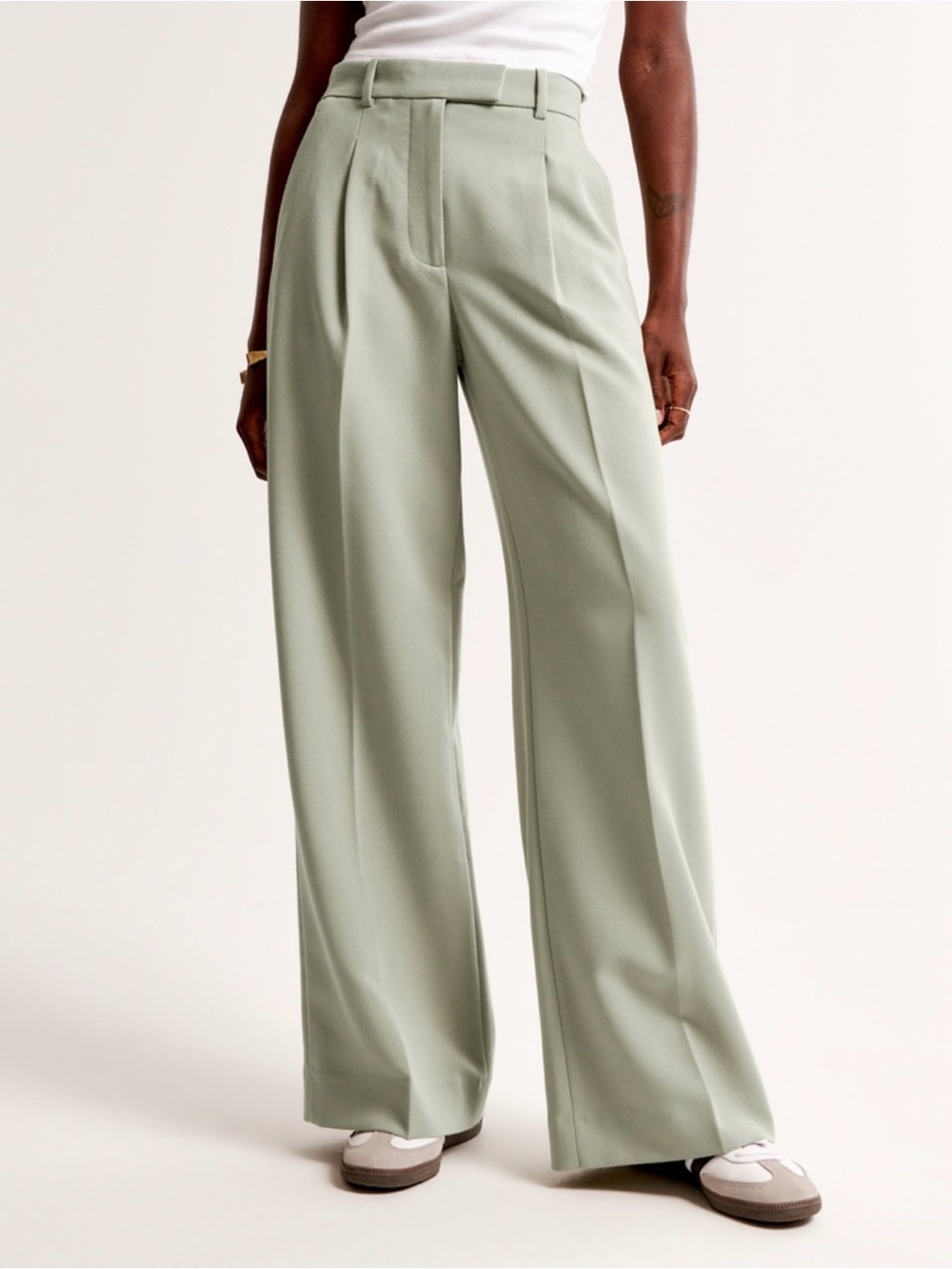 Abercrombie A&F Harper Tailored Ultra Wide Leg Pant in Slate Green | Size 28 6S